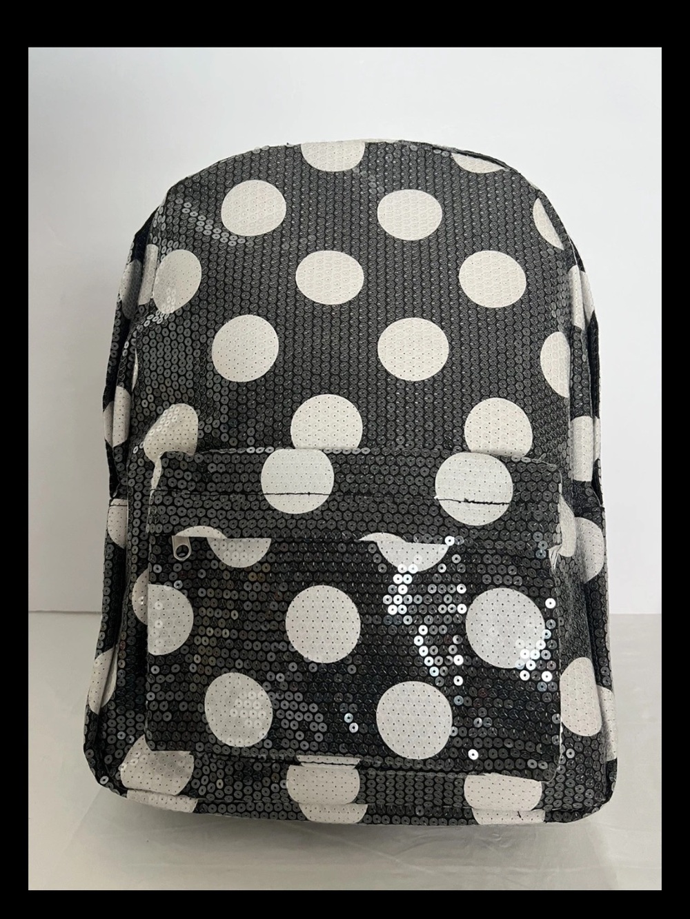 Disney Black and White Polka Dot Sequin Backpack